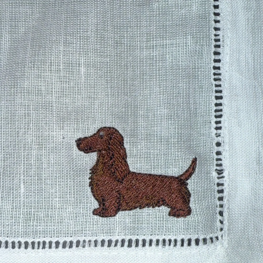 Embroidered Dark Brown Dachshund Dog Cocktail Napkins